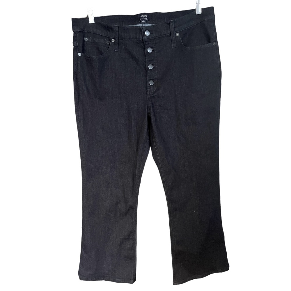 J. Crew High-Rise‎ Crop Flare Dark Wash Button Fly Jeans 33